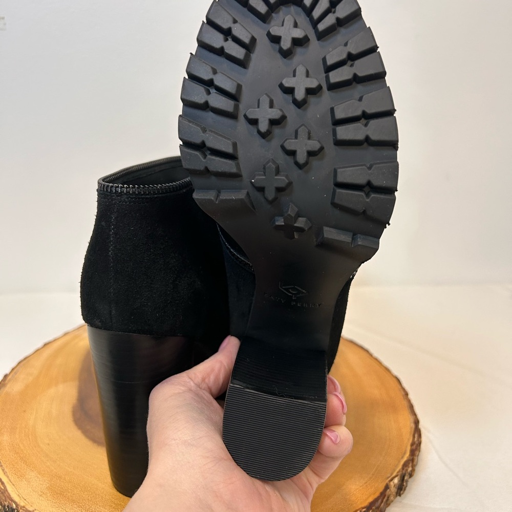 Katy‎ Perry Black Genuine Leather Suede Peep Toe Convertible Boots Women’s 8.5 - Picture 10 of 12